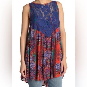 💙 BRAND NEW ❤️☮️ Free People Women's Print Tunic/Tank Top 😎